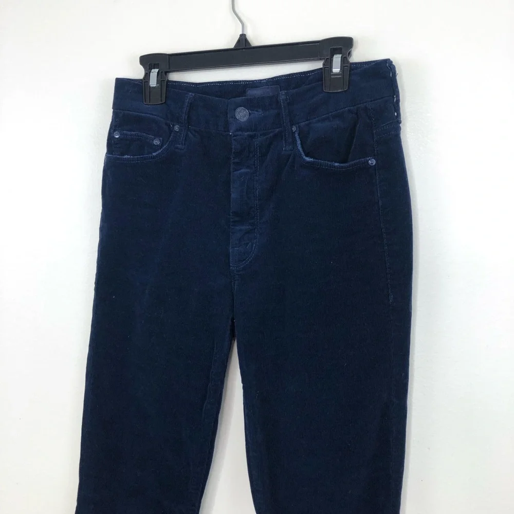 Mother high waisted looker ankle chew hopscotch blue corduroy size 25 - Picture 5 of 15